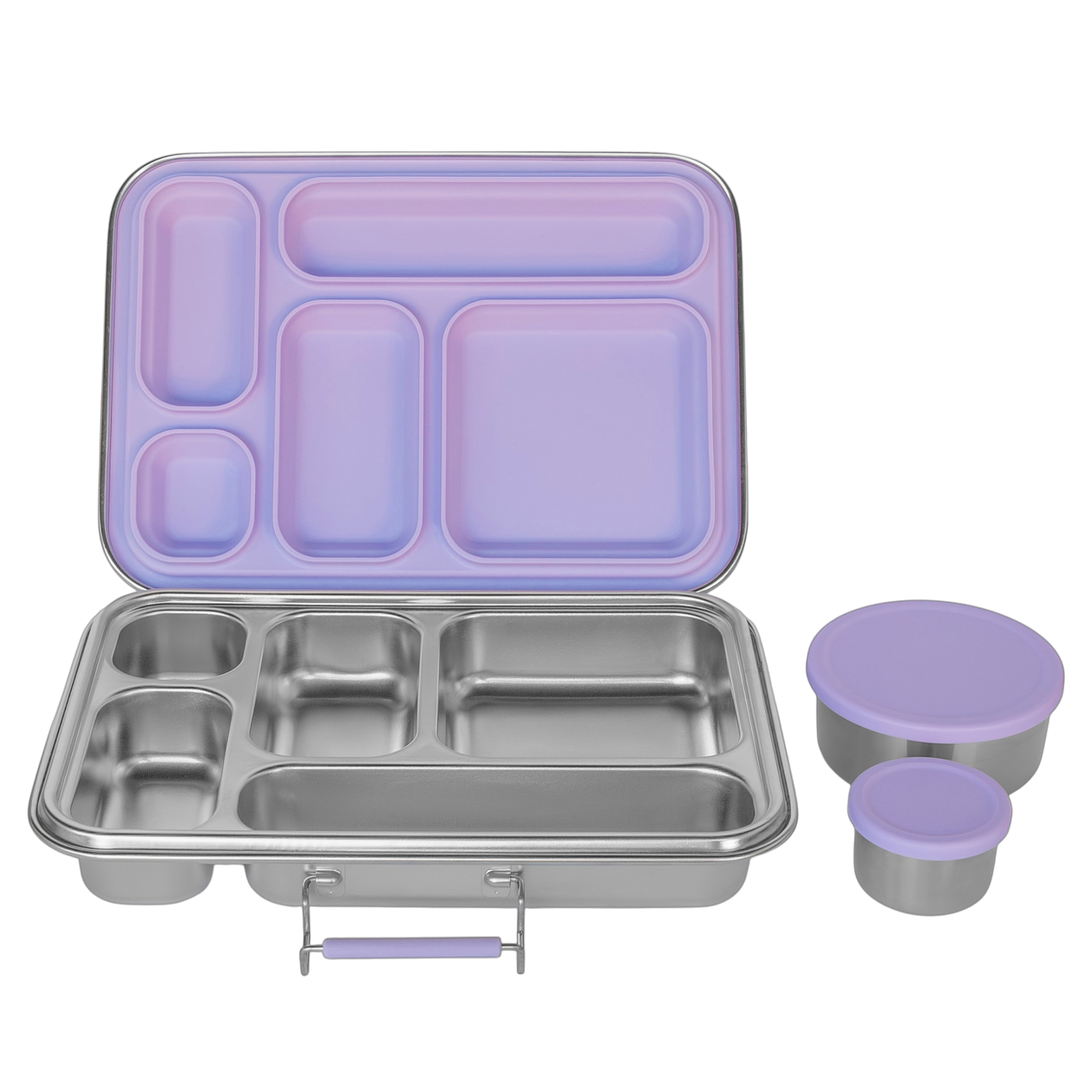 Bento Lunch Box - 5 Compartments - Purple - open