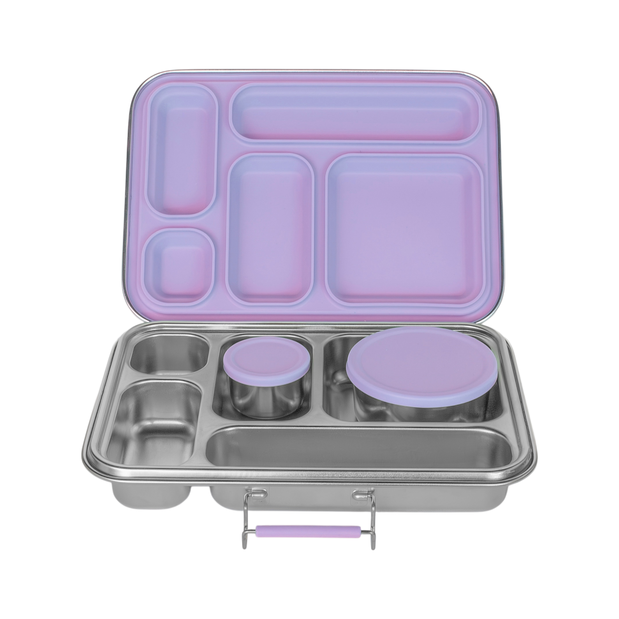 Bento Lunch Box - 5 Compartments - Purple - with pots